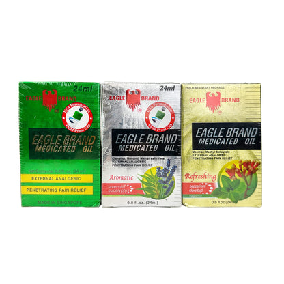 Eagle Brand Medicated Oils Variety Pack – 3 x 0.8 oz (Green, Gold, Clear)
