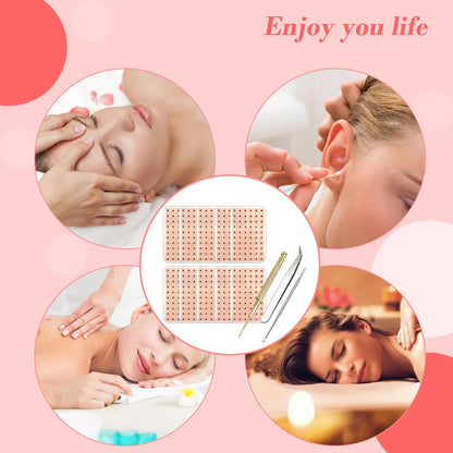 Ear Seeds Acupuncture Kit – 600 Pcs with Ear Points Chart & Tweezers