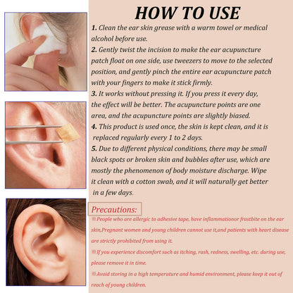 Ear Seeds Acupuncture Kit - 300 Pieces with Chart & Tweezers | Balance & Wellness