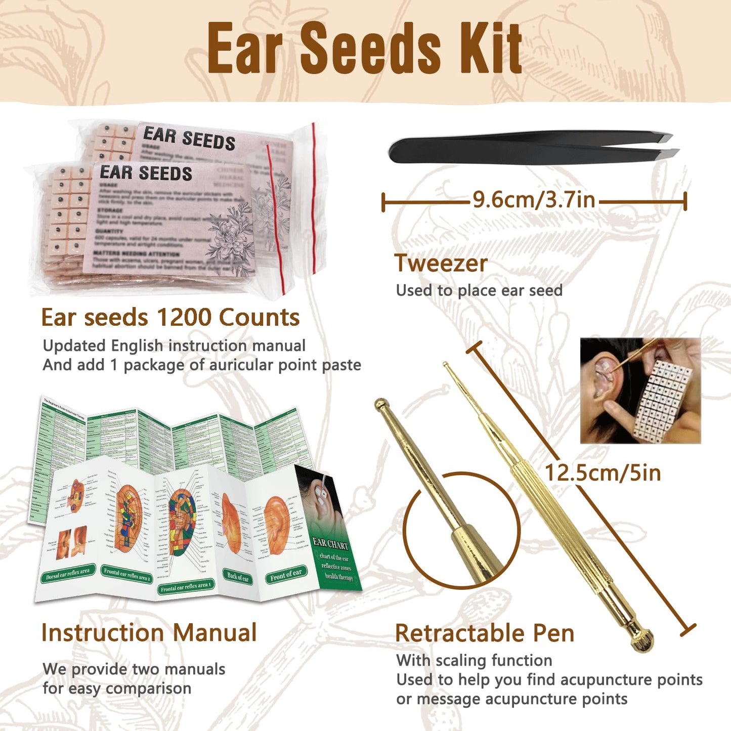 Acupuncture Super Set – 5-Head Pen, Gua Sha, Ear Seeds & Accessories