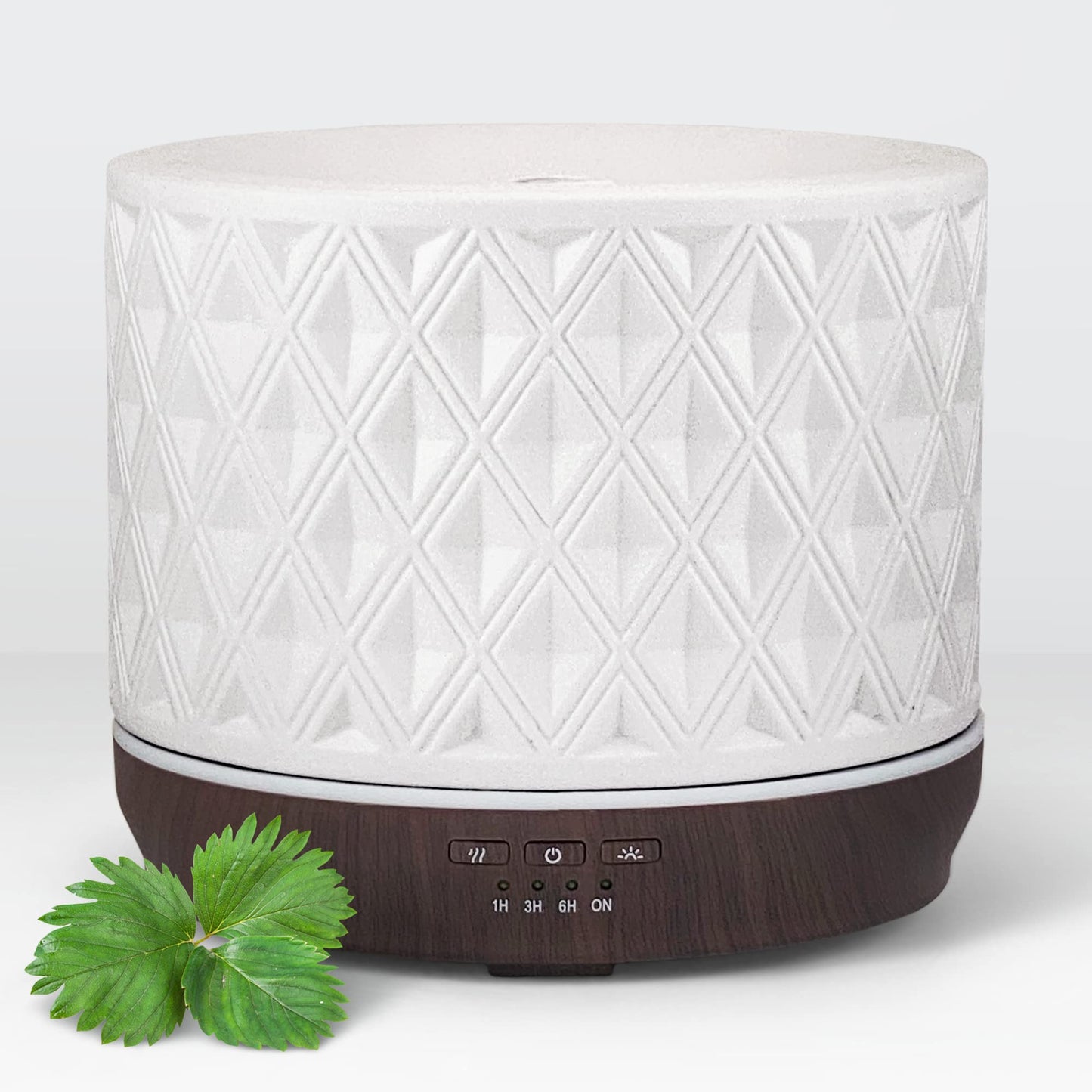 Earnest Living 500ml White Ceramic Diffuser – Aromatherapy, 4 Timers & Night Lights