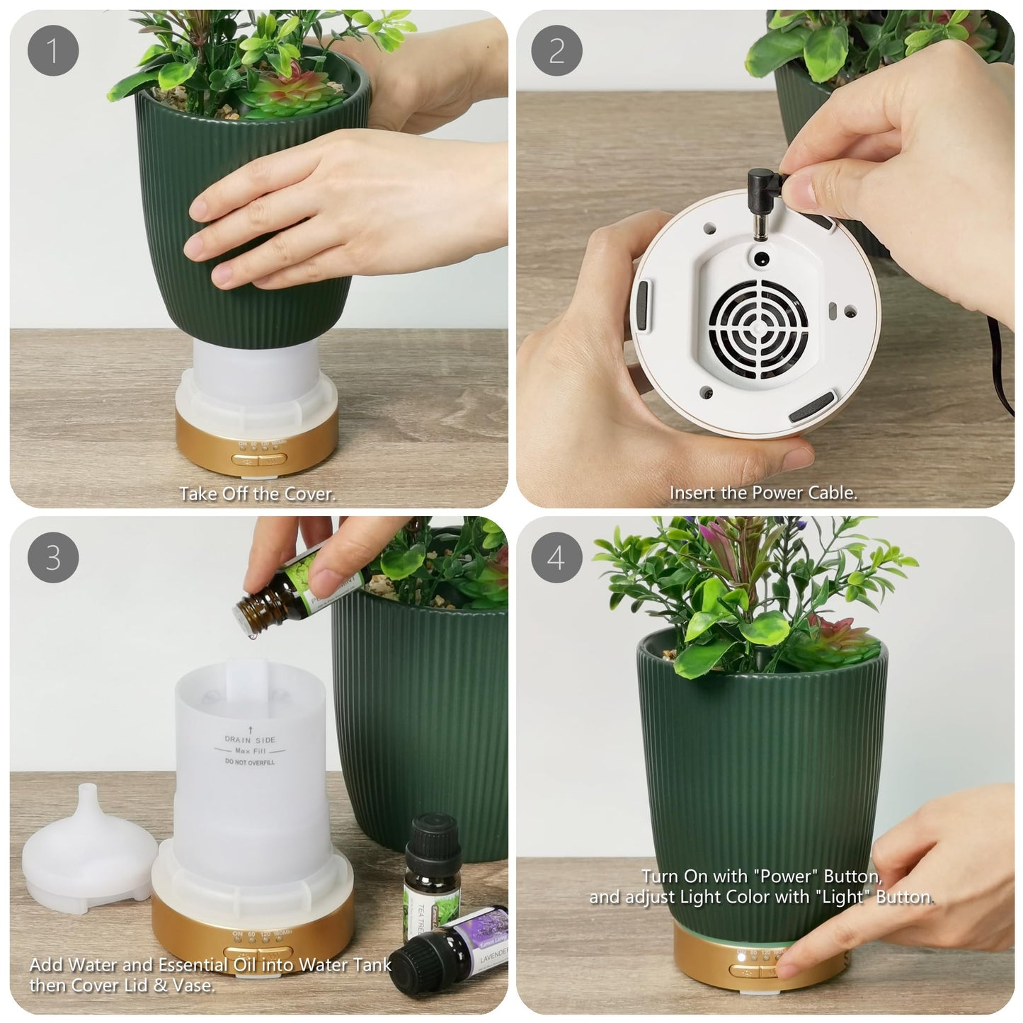 Earnest Living Ceramic Essential Oil Diffuser 100 ml – Aromatherapy Diffuser with Night Light & Auto Shut-Off