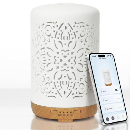 Earnest Living Smart WiFi Essential Oil Diffuser – 250 ml Ceramic Diffuser with Alexa App Control, Auto Off
