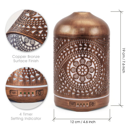 Earnest Living 250 ml Metal Essential Oil Diffuser with Auto-Off and Night Light