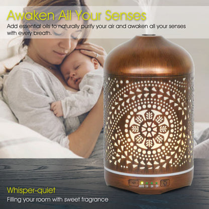 Earnest Living 250 ml Metal Essential Oil Diffuser with Auto-Off and Night Light