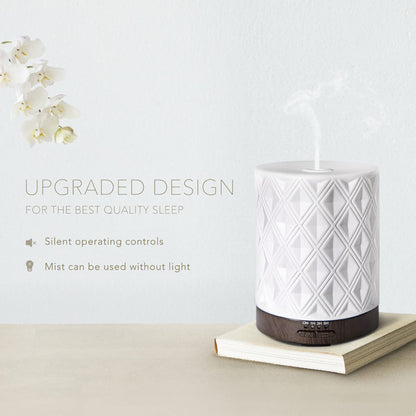 Earnest Living Essential Oil Diffuser for Large Room | White Ceramic 250ml with 4 Timers, 7 Night Lights & Auto Off