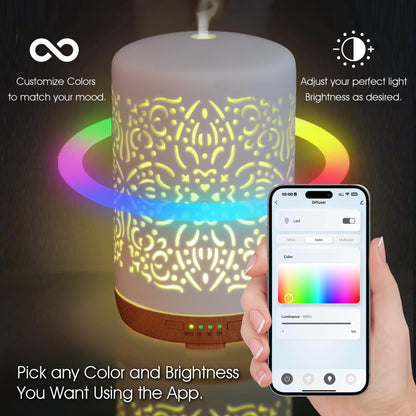 Earnest Living Smart WiFi Essential Oil Diffuser – 250 ml Ceramic Diffuser with Alexa App Control, Auto Off