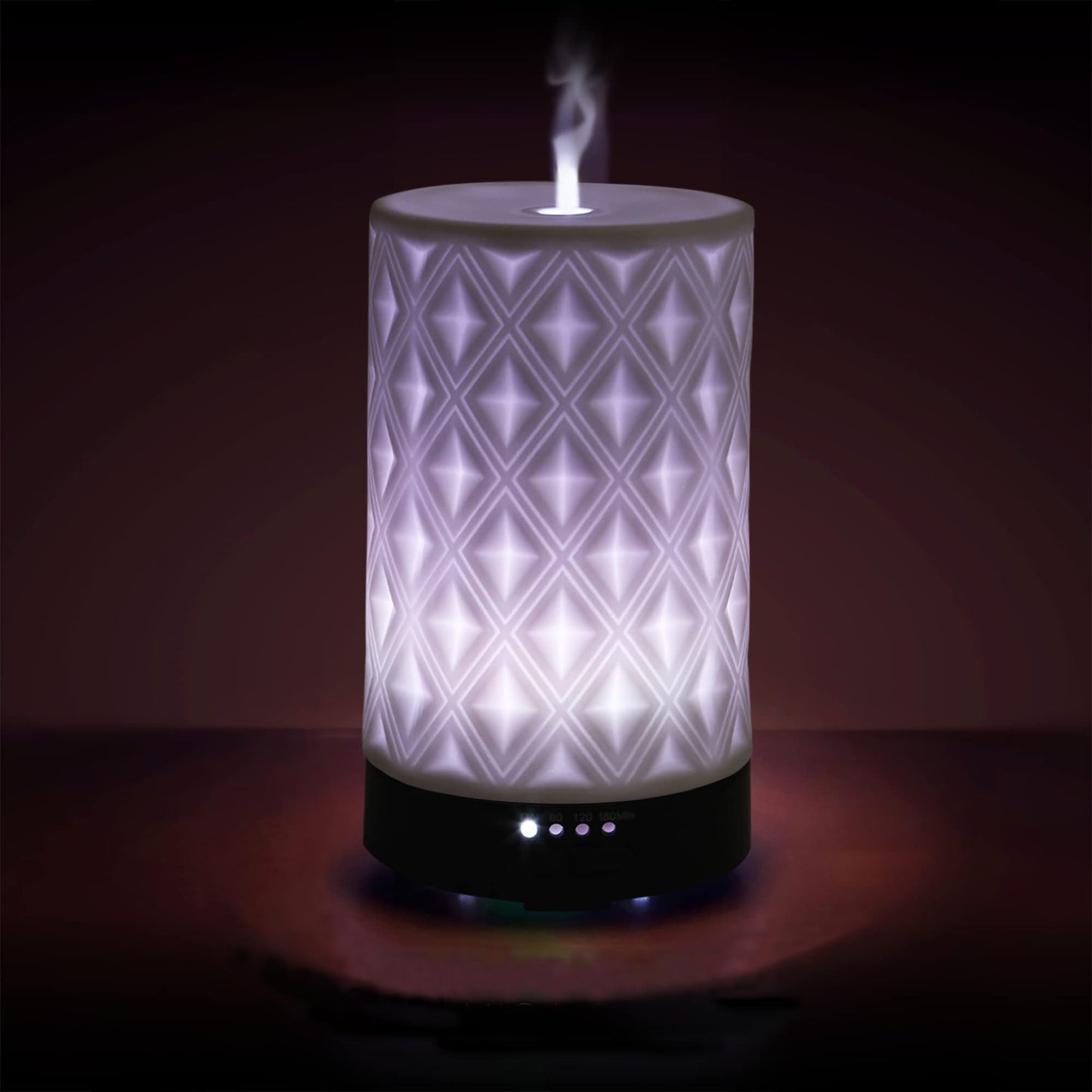 Earnest Living Ceramic Essential Oil Diffuser 100ml – 4 Timers, Auto Off, Night Lights
