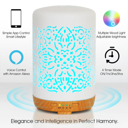 Earnest Living Smart WiFi Essential Oil Diffuser – 250 ml Ceramic Diffuser with Alexa App Control, Auto Off