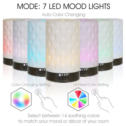 Earnest Living Ceramic Essential Oil Diffuser 100ml – 4 Timers, Auto Off, Night Lights