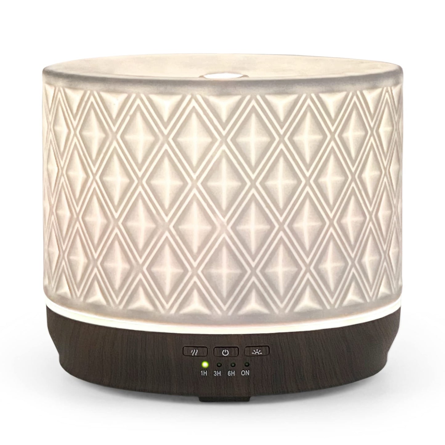 Earnest Living 500ml White Ceramic Diffuser – Aromatherapy, 4 Timers & Night Lights