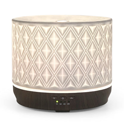 Earnest Living 500ml White Ceramic Diffuser – Aromatherapy, 4 Timers & Night Lights