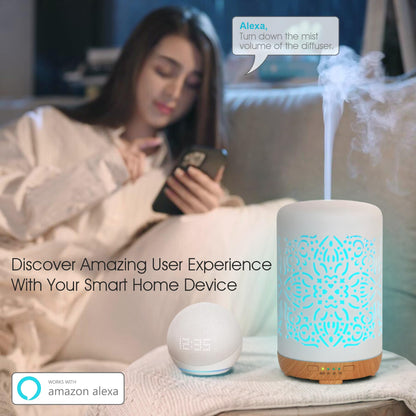 Earnest Living Smart WiFi Essential Oil Diffuser – 250 ml Ceramic Diffuser with Alexa App Control, Auto Off