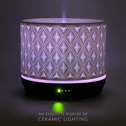 Earnest Living 500ml White Ceramic Diffuser – Aromatherapy, 4 Timers & Night Lights