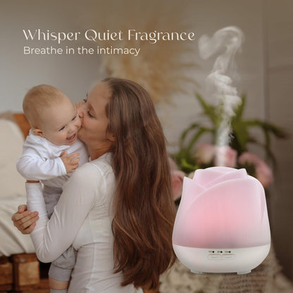 Earnest Living Rose Diffuser 150ml – Mini USB Ultrasonic Humidifier, Quiet Night Light