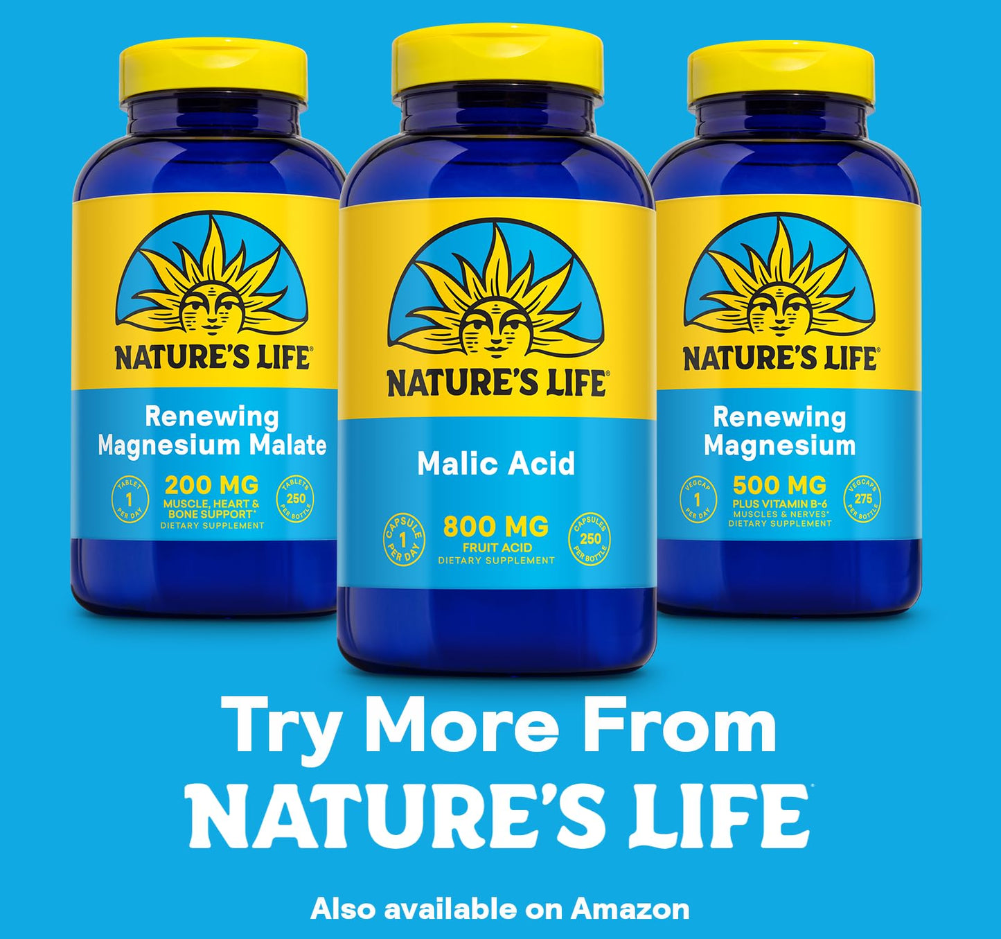 Nature's Life Malic Acid 800 mg – 250 Servings, 250 Capsules | Muscle Function & Cellular Energy