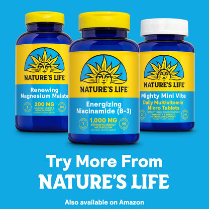 Nature's Life Niacinamide 1000mg No-Flush Niacin – B3 for Nerve, Energy & Metabolism | 60-Day Guarantee | 100 Servings