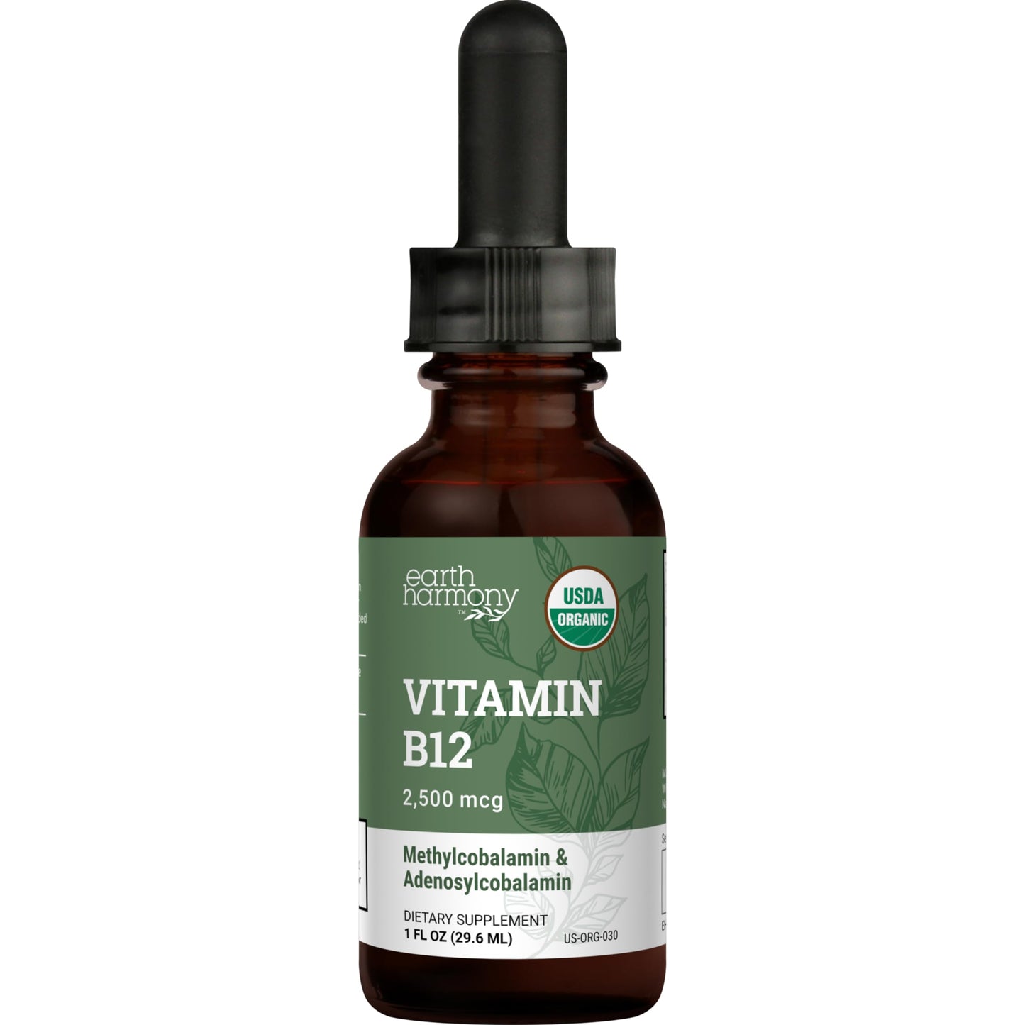 Earth Harmony Naturals Organic Vegan B12 Sublingual Liquid 2500mcg