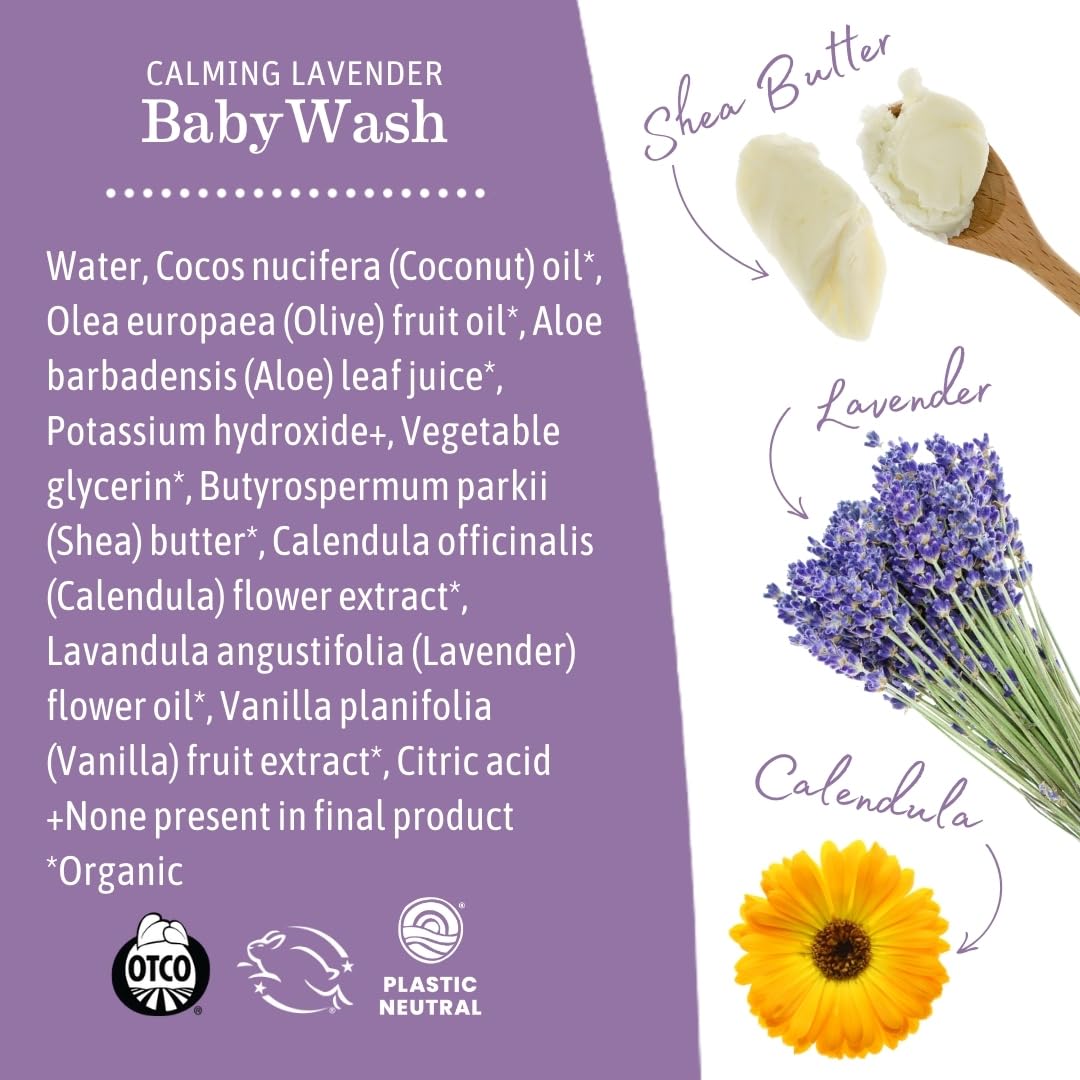 Earth Mama Calming Lavender Baby Wash – Organic Castile Soap for Sensitive Skin