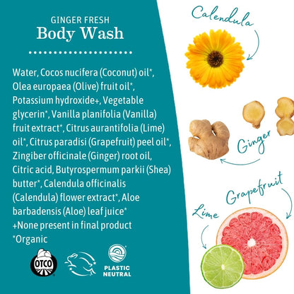 Earth Mama Ginger Fresh Foaming Hand Soap & All-Purpose Body Wash | Sensitive Skin Castile Soap 5.3 oz