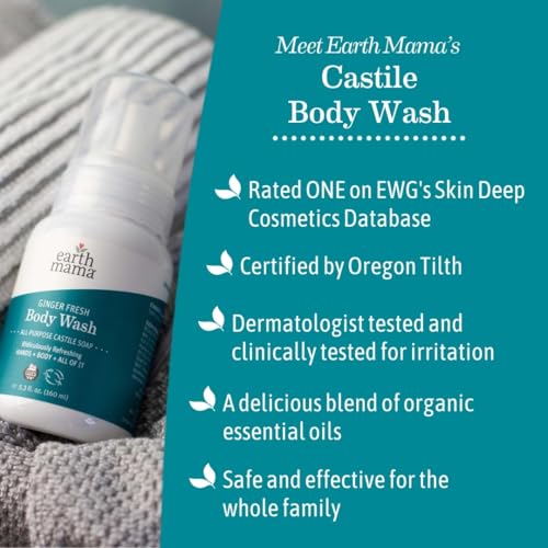 Earth Mama Ginger Fresh Foaming Hand Soap & All-Purpose Body Wash | Sensitive Skin Castile Soap 5.3 oz