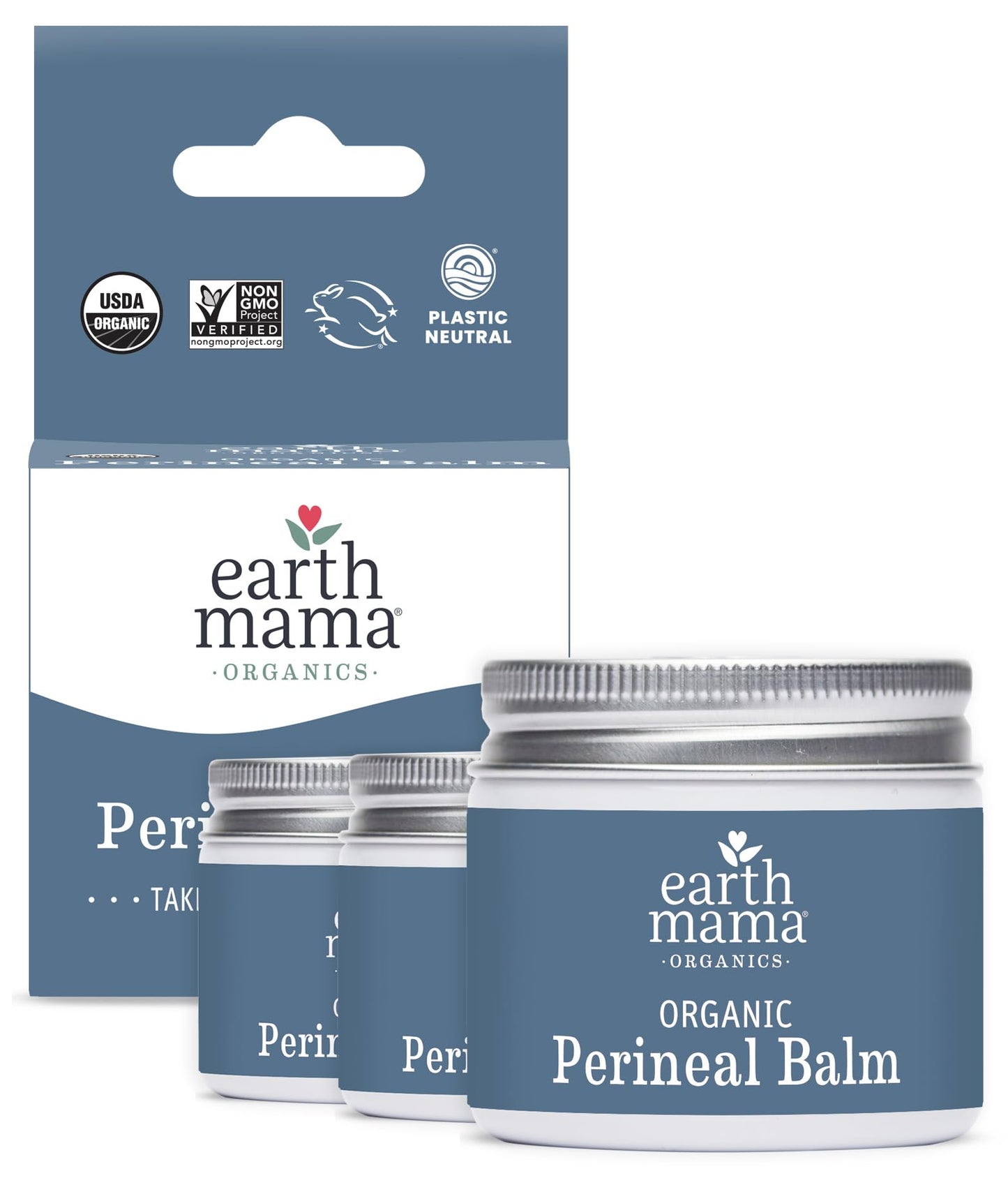 Earth Mama Organic Perineal Balm | Cooling Herbal Salve for Pregnancy & Postpartum, No Benzocaine or Butane, 2 oz (3-Pack)