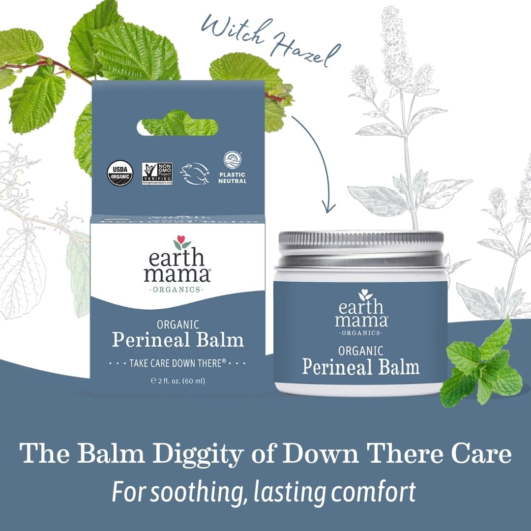 Earth Mama Organic Perineal Balm – Cooling Herbal Salve for Pregnancy & Postpartum | 2 fl oz