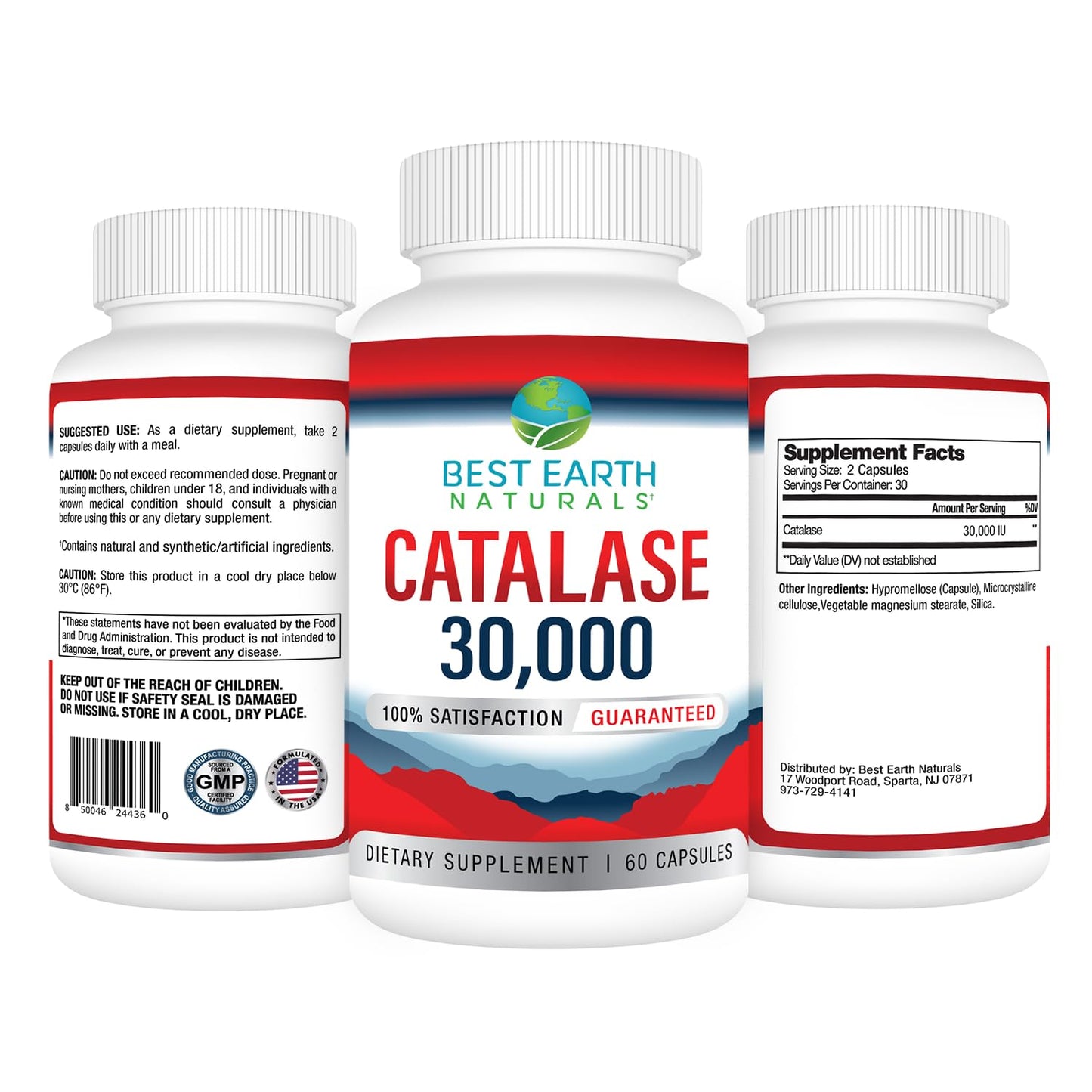 Best Earth Naturals Catalase 30,000 Supplement - Hair Support - 60 Capsules