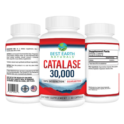 Best Earth Naturals Catalase 30,000 Supplement - Hair Support - 60 Capsules