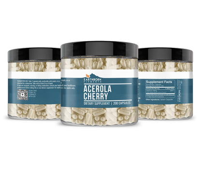 Earthborn Elements Acerola Cherry 200 Capsules – Pure & Undiluted, No Additives