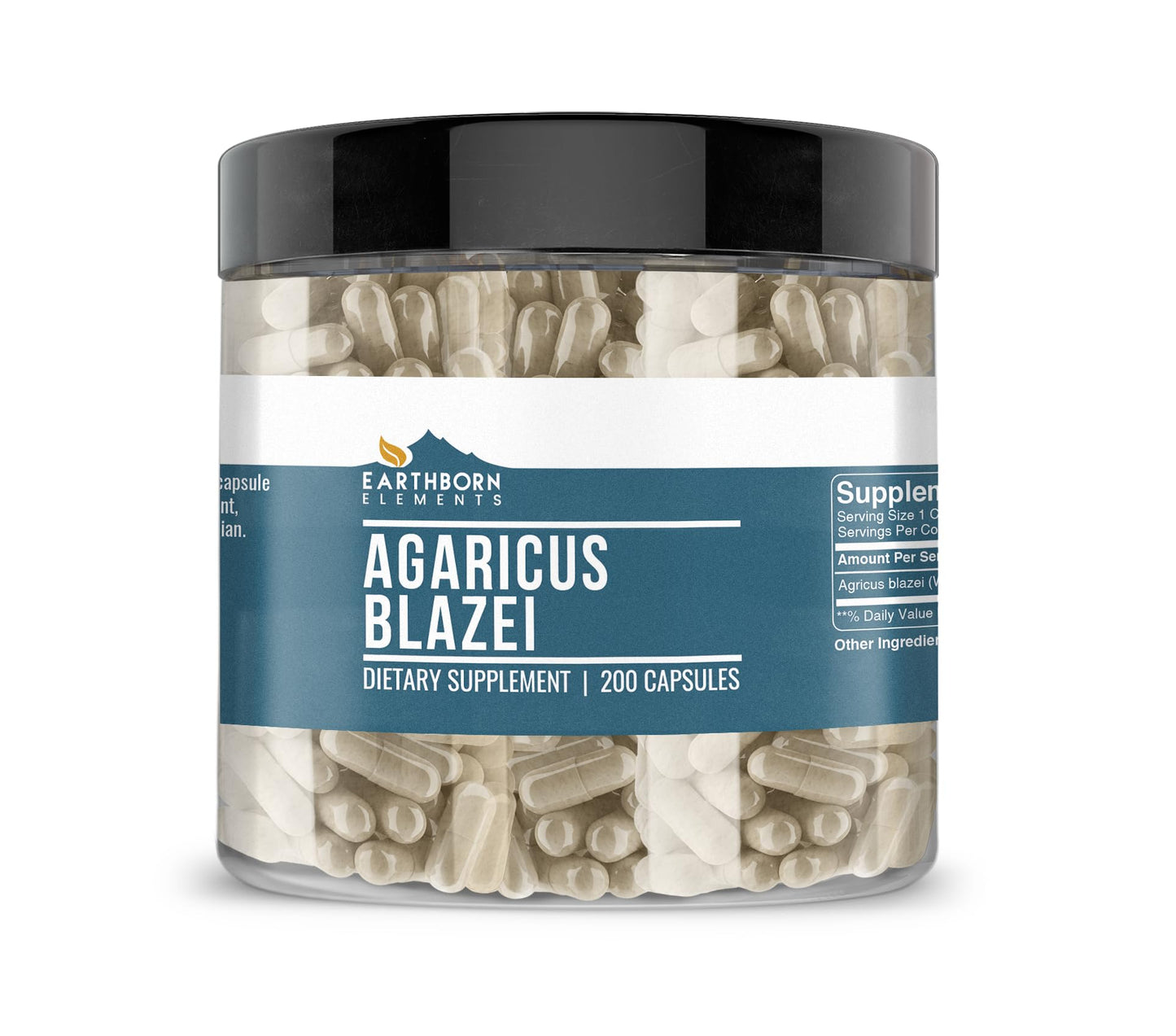 Earthborn Elements Agaricus Blazei 200 Capsules – Pure & Undiluted, No Additives