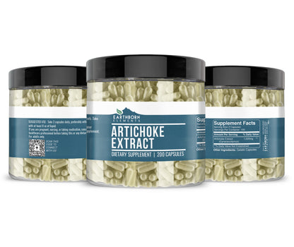 Earthborn Elements Artichoke Extract 200 Capsules - Pure & Undiluted, No Additives
