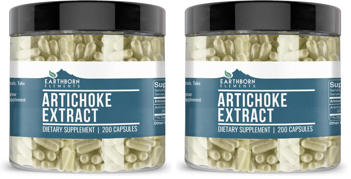 Earthborn Elements Artichoke Extract 200 Capsules – Pure & Undiluted, No Additives (Pack of 2)