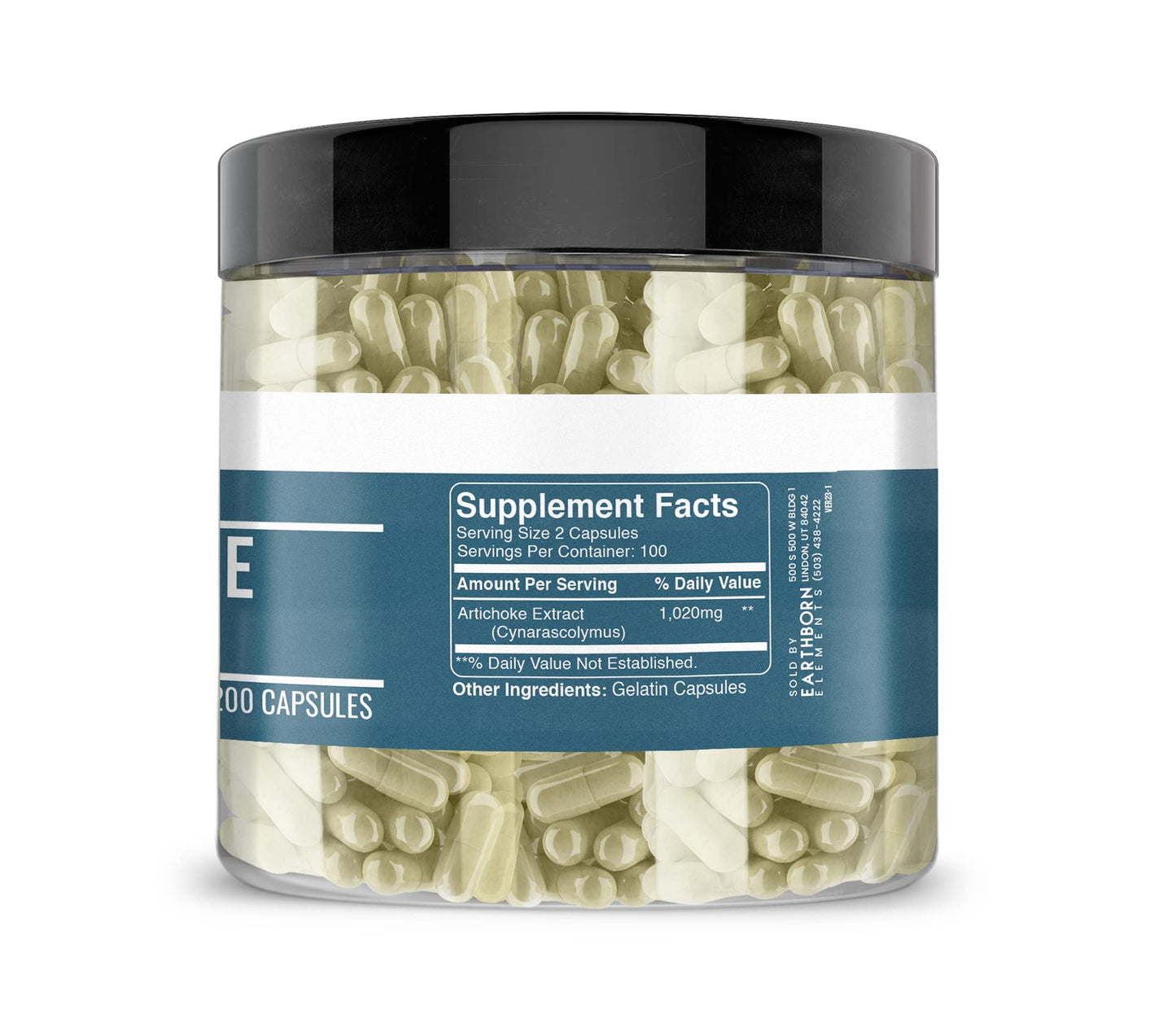 Earthborn Elements Artichoke Extract 200 Capsules – Pure & Undiluted, No Additives (Pack of 2)