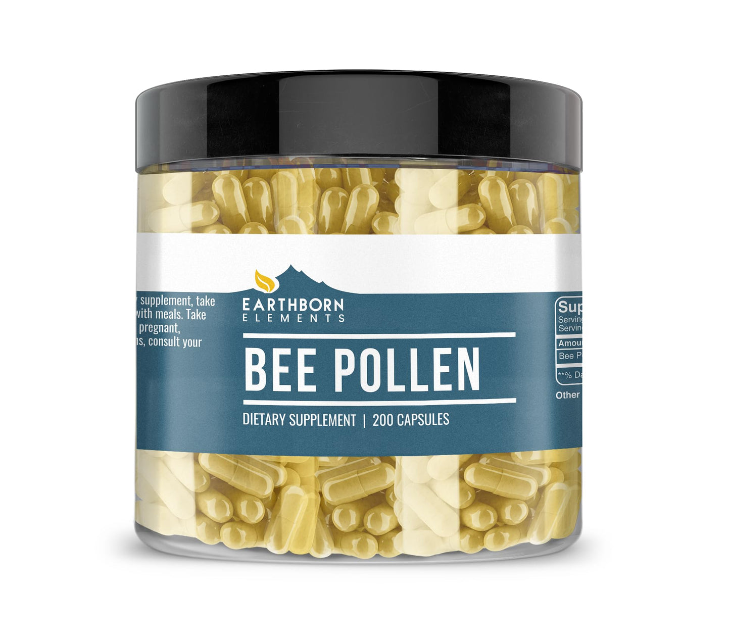 Earthborn Elements Bee Pollen 200 Capsules – Pure & Undiluted, No Additives