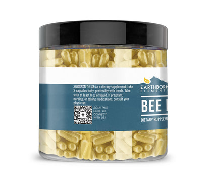 Earthborn Elements Bee Pollen 200 Capsules – Pure & Undiluted, No Additives