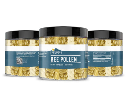 Earthborn Elements Bee Pollen 200 Capsules – Pure & Undiluted, No Additives