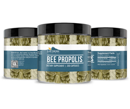 Earthborn Elements Bee Propolis – 200 Capsules, Pure & Natural, Gluten-Free & Non-GMO