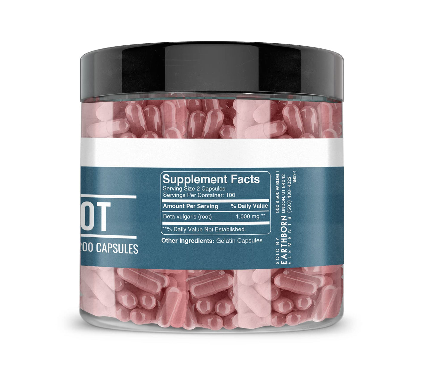 Earthborn Elements Beet Root Capsules – 200 Count per Bottle (Pack of 2) – Pure & Undiluted, No Additives