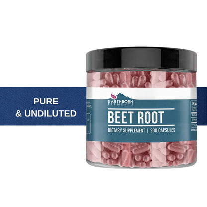 Earthborn Elements Beet Root Capsules – 200 Count per Bottle (Pack of 2) – Pure & Undiluted, No Additives