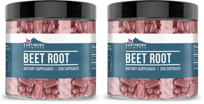 Earthborn Elements Beet Root Capsules – 200 Count per Bottle (Pack of 2) – Pure & Undiluted, No Additives