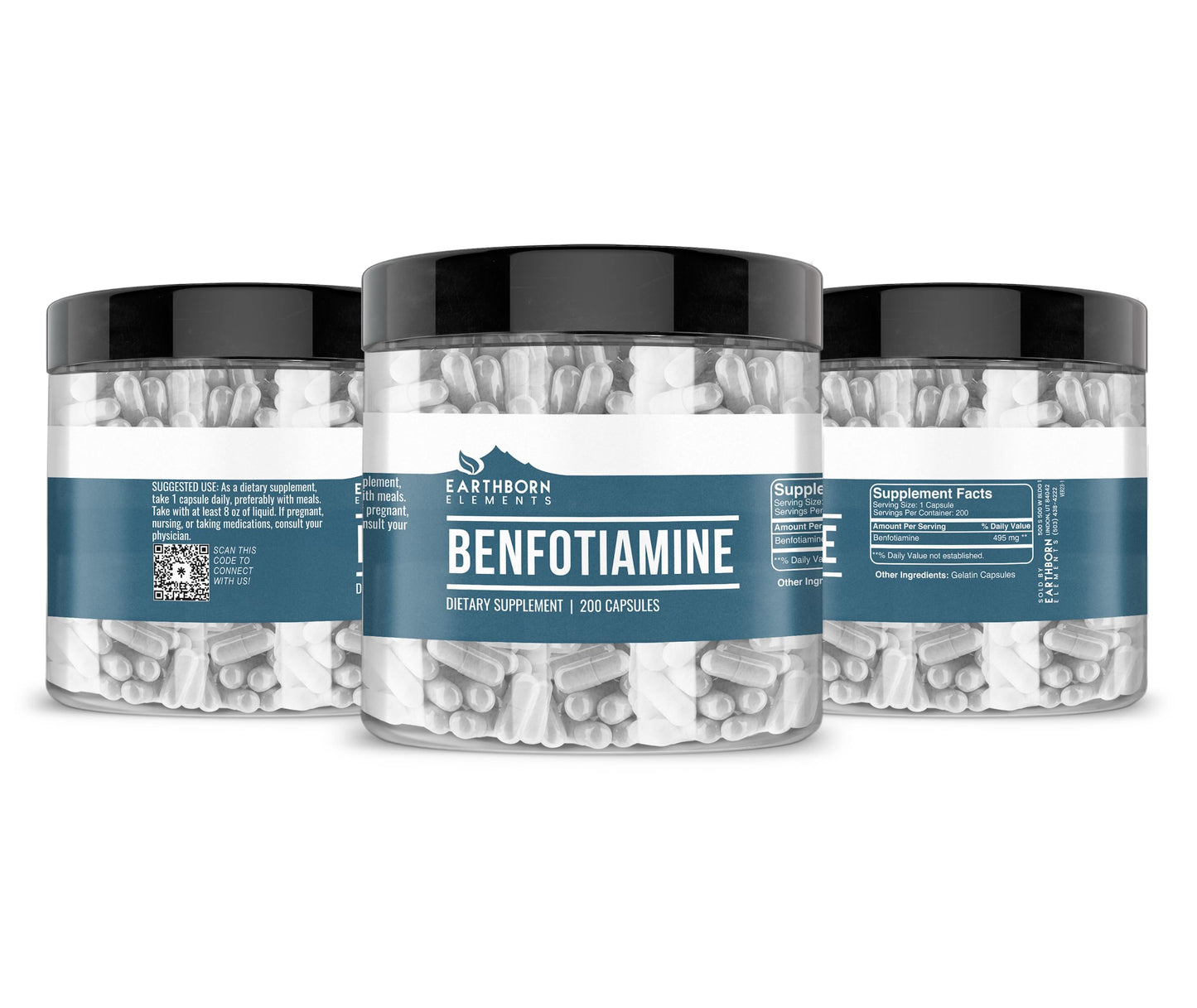 Earthborn Elements Benfotiamine 200 Capsules – Pure & Undiluted, No Additives