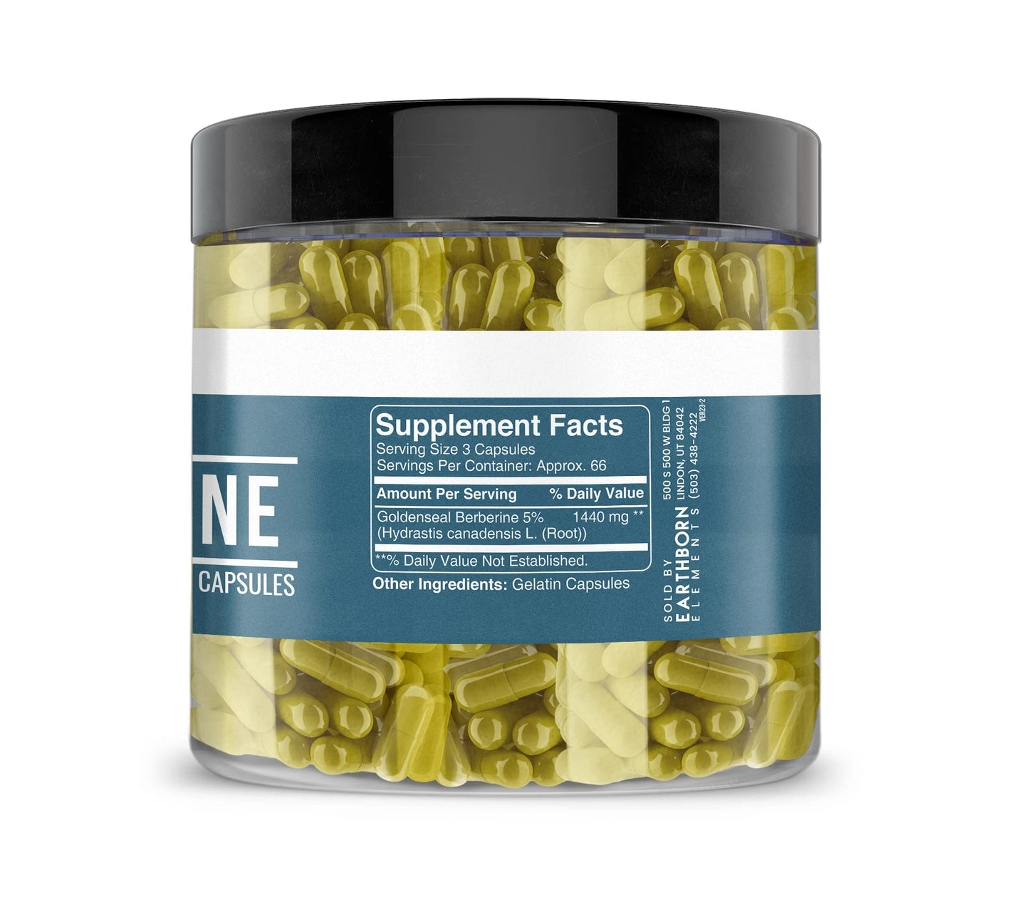 Earthborn Elements Berberine 200 Capsules | Pure & Undiluted | No Additives