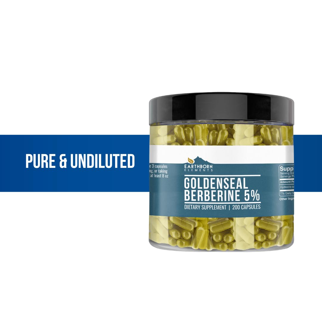 Earthborn Elements Berberine 200 Capsules | Pure & Undiluted | No Additives