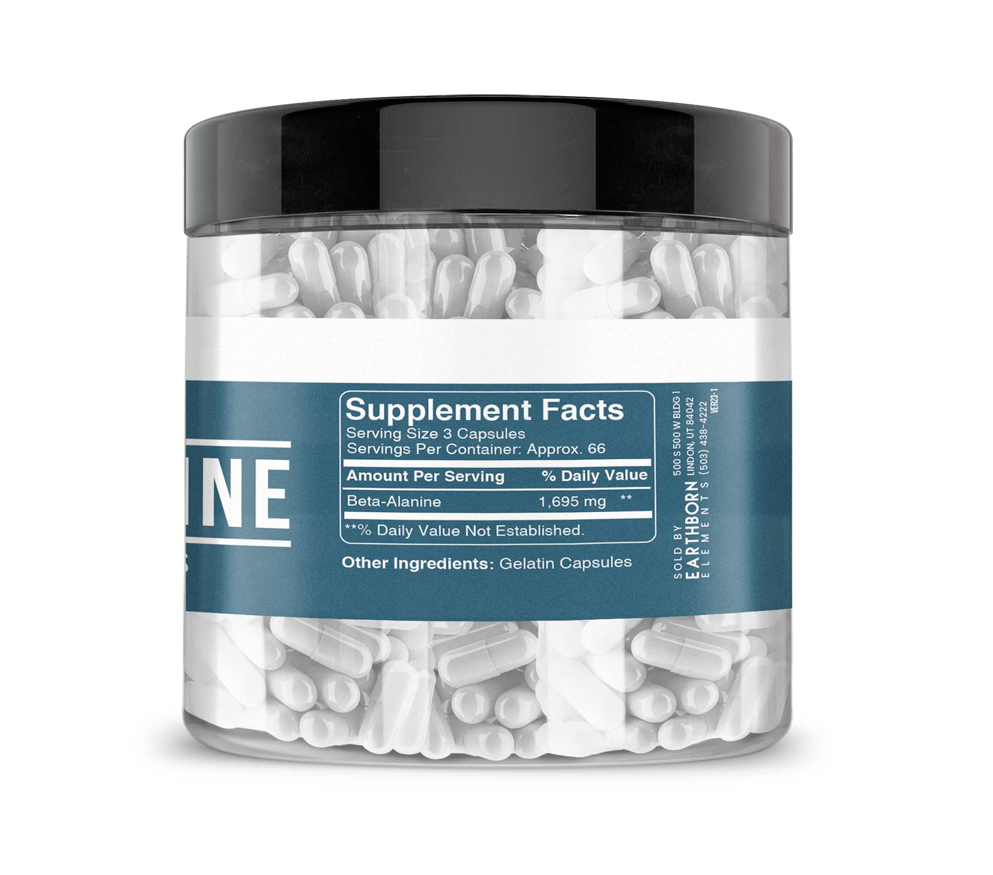 Earthborn Elements Beta-Alanine 200 Capsules | Pure & Undiluted, No Additives