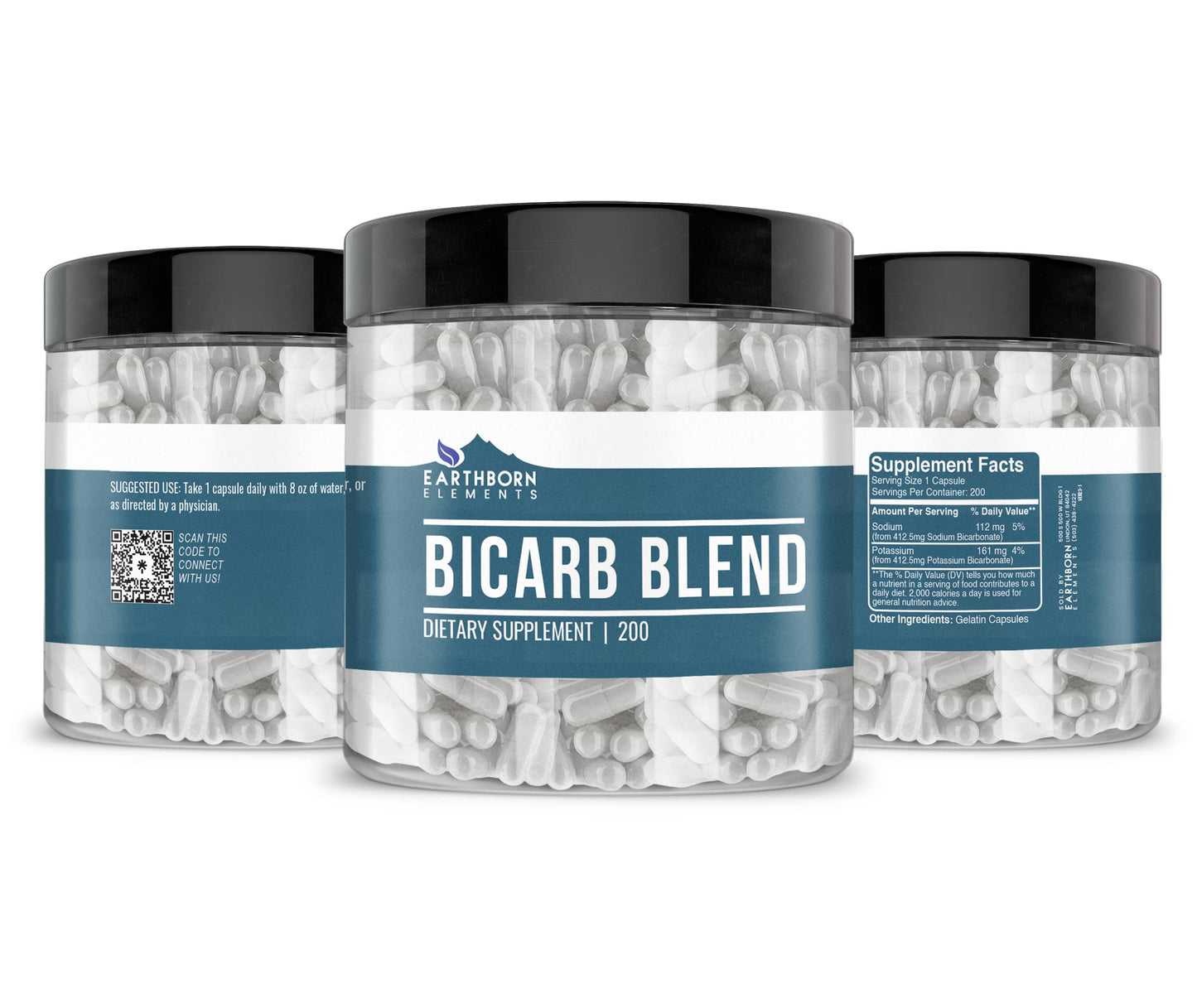 Earthborn Elements Bicarb Blend 200 Capsules – Pure & Undiluted, No Additives
