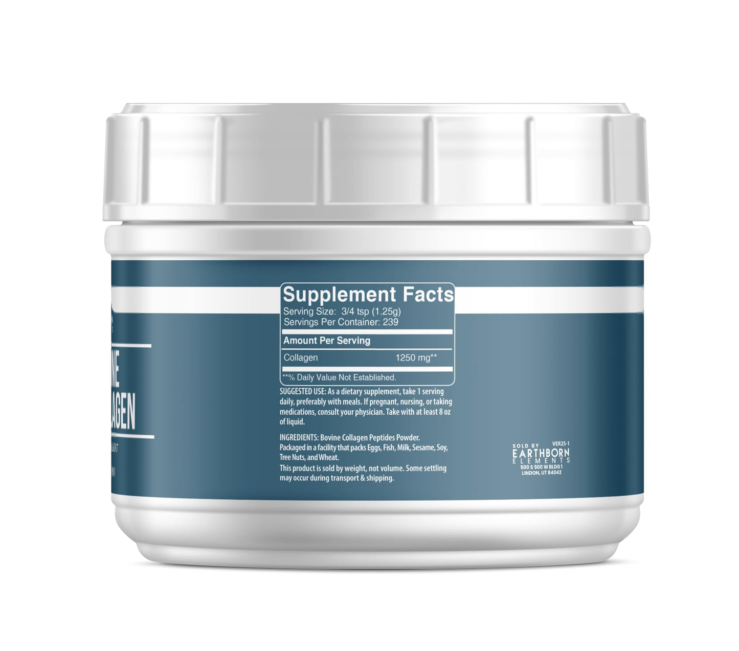 Earthborn Elements Bovine Collagen Peptides Powder 10.5 oz - Pure & Undiluted Dietary Supplement