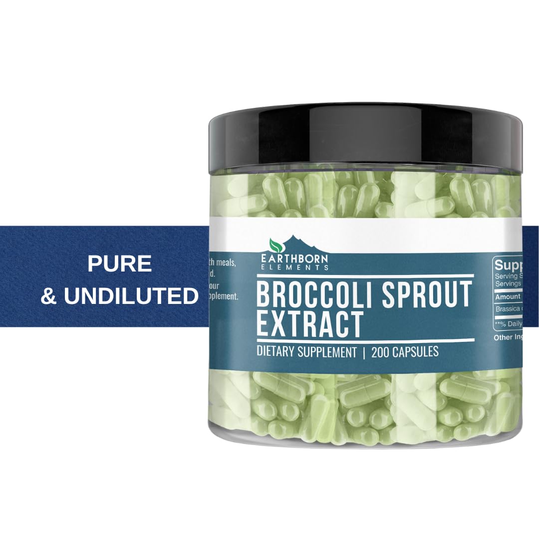 Earthborn Elements Broccoli Extract 200 Capsules | Pure & Undiluted