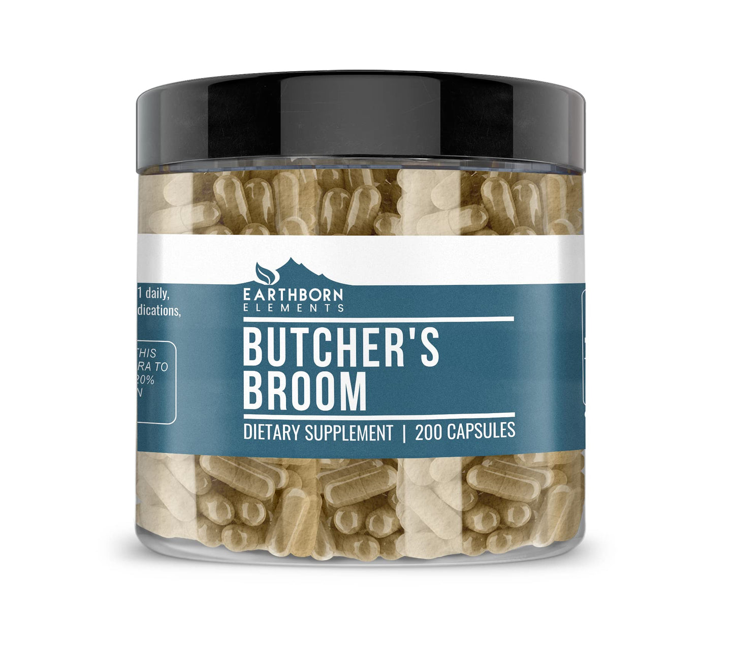 Earthborn Elements Butcher's Broom 200 Capsules – Pure & Undiluted, No Additives