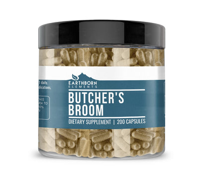 Earthborn Elements Butcher's Broom 200 Capsules – Pure & Undiluted, No Additives